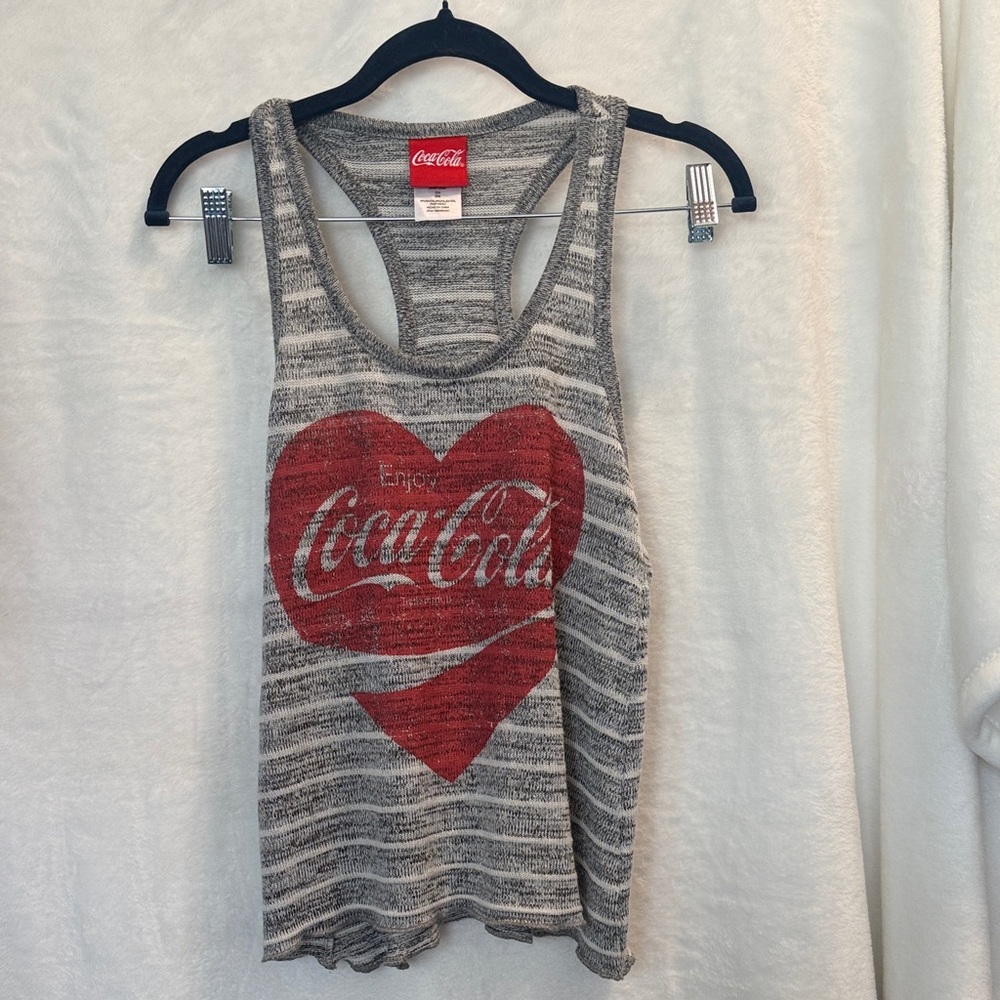 Coca-Cola Heart Design Knit Striped Tank